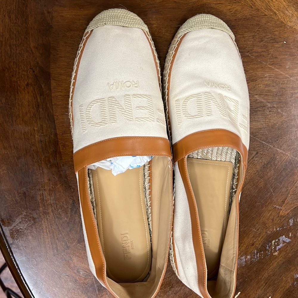 Fendi 7P1409 AF5U EMBROIDERED Espadrilles - Off White